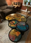 90S Global Village Coffeehouse Gvc Nesting Tables Set 3 Eric Waugh Tag! Art Rare. Fixed Price $455.00.