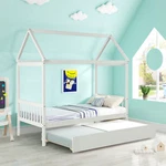 Solid Wood House Bed Frame W/twin Size Trundle Kd Easy Assembling Durable. Fixed Price $219.69.