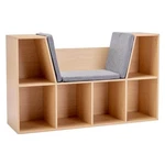Homcom 6-CUBBY Kids Bookcase With Reading Nook And Cushion, Natural. Fixed Price $116.00.