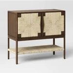 Withania 2 Door Cabinet - Threshold": Vintage Woven Accent, Wood Composite,.... Fixed Price $197.88.