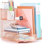 Rose Gold Desk Accessories, Office Supplies Organizer Caddy With Sliding Dr. Fixed Price $22.94.