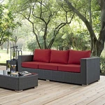 Modway Outdoor Patio Wicker Rattan Sofa Couch & Sunbrella Canvas Red Cushion. Fixed Price $1329.92.