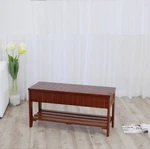 Roundhill Furniture Quality Solid Wood Shoe Bench With Storage, Cherry. Fixed Price $95.20.