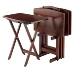Winsome Wood Tv Tray Snack Table Set Walnut Rounded Corner Storage Stand 5-PIECE. Fixed Price $137.55.