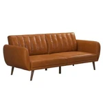 Novogratz Brittany Futon In Convertible Sofa & Couch Camel Faux Leather. Fixed Price $378.99.