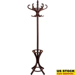 Wooden Coat Rack W/ Umbrella Storage 12 Hooks Dual Tier Design Organizer New. Fixed Price $68.15.
