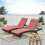 Red Out Door Chaise Lounge Cushion Set Of 2 Christopher Knight Home Pillow Ties. Fixed Price $171.31.