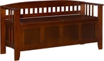 Home Decor Bench With Short Split Seat Storage, Walnut, 50 Inchw X 17. Fixed Price $144.86.