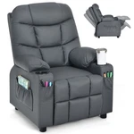 Honeyjoy Kids Youth Recliner Chair Pu Leather W/cup Holders & Side Pockets Grey. Fixed Price $149.99.