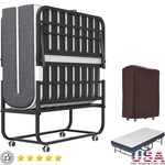 Foldable Portable Twin Bed W/ Mattress Heavy Duty Metal Frame Wheeled Design New. Fixed Price $261.72.