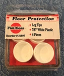 Vintage New! (4) Faultless 7/8 Floor Protection Leg Tips White Plastic #31897. Fixed Price $6.00.
