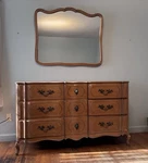 Vintage 1940S Joseph Gerte Boston Custom Mahogany 9-DRAWER Dresser & Mirror Set. Fixed Price $795.00.