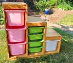 Ikea Trofast Storage Frame, Light Stained Pine 37X17 3/8X35 7/8 With Bins. Fixed Price $299.00.