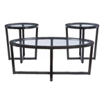 Linon 3 Piece Wood Coffee & End Table Set Glass Top Umber Paint. Fixed Price $263.44.