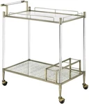 Acme Cirro Serving Cart With Metal Frame Antique Mirror And Wire Brass. Fixed Price $296.85.