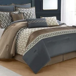 Lanco Modern Lifestyle Queen Comforter Set, Grey Brown, 10 Piece Bed In Bag.... Fixed Price $180.45.