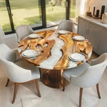 Custom White Epoxy River Round Table: Wood Resin Coffee Handmade Furniture. Fixed Price $362.18.