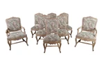8 Vintage Drexel Heritage Louis Xvi Style Walnut Upholstered Dining Chairs. Fixed Price $2220.00.