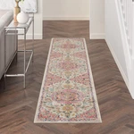 Nourison Home Passion Ivory Pink 22 X 10 Area Rug - Easy Clean Non Shedding Bed. Fixed Price $78.00.