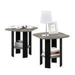 Furinno Simple Design End Table, 2-PACK, French Oak Gray Black. Fixed Price $36.77.