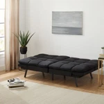Mainstays Memory Foam Futon, Black Faux Suede Fabric, Sofa Bed. Fixed Price $275.95.