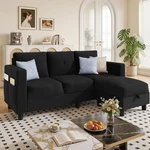 Jamfly Convertible L-shaped Sectional Sofa With Reversible 77 Inch, Black. Fixed Price $405.39.