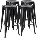 Yaheetech Set Of 4 Metal Bar Stools Black 30 Inch Backless Stackablewithfootrest. Fixed Price $116.37.