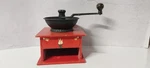 Vtg Olde Thompson Wooden Cast Iron Coffee Grinder Red Hand Painted Floral. Fixed Price $19.99.