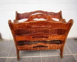Rustic Vintage Hand Carved Wooden Lace Magazine Book Rack Display Butler Style. Fixed Price $38.00.