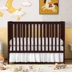 5-IN-1 Convertible Crib, Espresso Baby Bed, Converts From Toddler. Fixed Price $152.40.