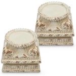 Pedestal Stand Set Of 2 Distressed Vintage Column Display White Decor. Fixed Price $60.65.