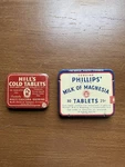 Lot Of 2 Vintage Tins Hill's Cold Tablets Wyeth Phillips Milk Magnesia. Fixed Price $13.00.
