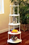 White Wooden 5 Tier Shelf Corner Stand Bookcase Curio Trinkets Plants Accent. Fixed Price $89.90.