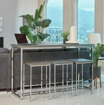 Modern 4 Piece Sofa Table Set Power Outlet Backless Stool Chrome Coaster 182255. Fixed Price $529.99.