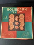 Jeanette Homespun Pink 14 Pc Child's Tea Set With Box Missing Pot Cover. Fixed Price $69.69.
