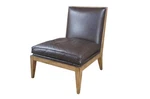 Vintage Swaim Modern Brown Leather Armless Oak Slipper Lounge Club Reading Chair. Fixed Price $1332.00.