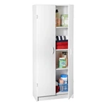 Tall Adjustable 4 Shelf Kitchen Pantry Cabinet 2 Door White Wood Utility Storage. Fixed Price $134.94.