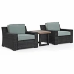 Crosley Beaufort 3 Piece Wicker Patio Conversation Set In Brown And Mist. Fixed Price $708.96.