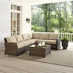 Crosley Furniture Bradenton 5 Pc Fabric Patio Sectional Set In Weathered Sand. Fixed Price $2454.19.