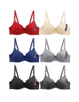 Women's Padded 4 Hook Closure Classic Cotton Solid Color Bra Set Pack Of 6. Fixed Price $28.99.