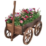 Wood Wagon Flower Planter Pot Stand W/wheels Home Garden Outdoor Decor New. Fixed Price $109.99.
