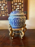 Leg Asia China Gold Stand Pedestal Display For 8" Diam Pot 12 Wide X 6.5 Tall. Fixed Price $36.10.
