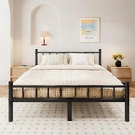 Full Size Metal Platform Bed Frame With Simple Headboard And Footboard, Mattress. Fixed Price $104.39.