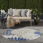 Nourison Aloha Indoor/outdoor Floral Ivory/navy X Area Rug (4' Round). Fixed Price $62.86.