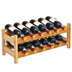 2-TIER Bamboo Wine Rack 12 Bottles Display Storage Shelf Holder Kitchen Natural. Fixed Price $29.00.