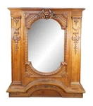 Monumental Antique Italian Baroque Neoclassical Carved Oak Overmantel Mirror 78". Fixed Price $2336.00.