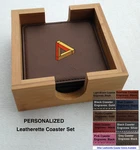 Personalized Monogram 4X4 Leatherette Dark Brown Coaster Set Of 6 Holder Optionl. Fixed Price $19.99.