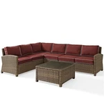 Crosley Furniture Bradenton 5 Piece Fabric Patio Sectional Set In Sangria Red. Fixed Price $2442.99.