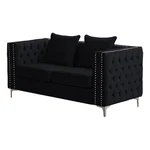 Pemberly Row Velvet Sofa Modern Loveseat With Button-tufted & Metal Legs Black. Fixed Price $489.05.