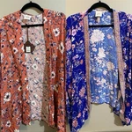 Nwt Knox Rose M/l Kimonos Set Of 2 Orange Blue Floral Flowy Oversized Cover Up. Fixed Price $29.99.